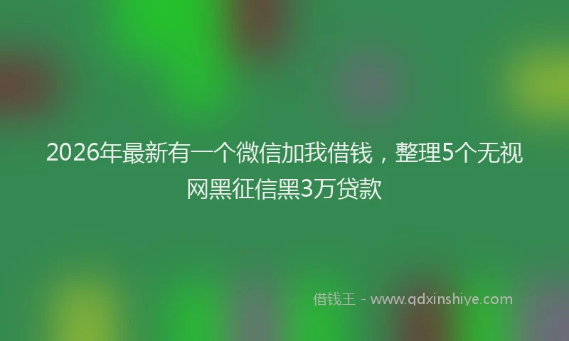 2026年最新有一个微信加我借钱，整理5个无视网黑征信黑3万贷款