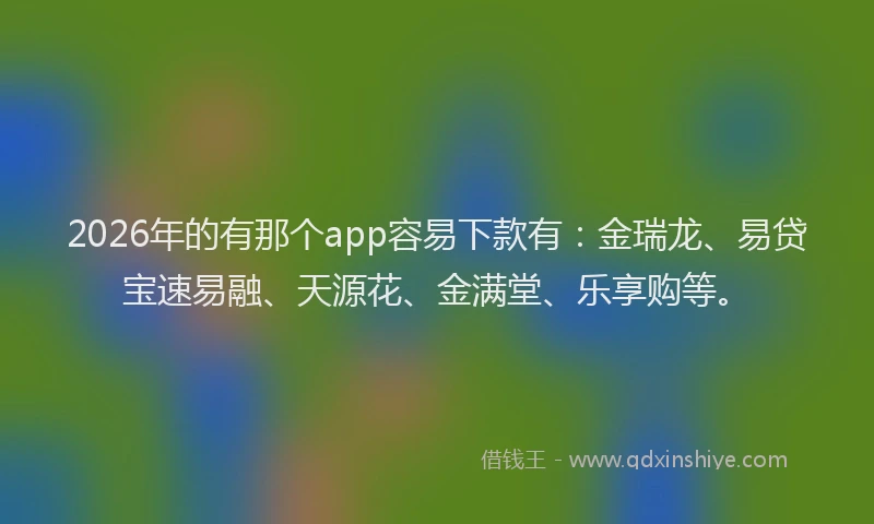 2026年的有那个app容易下款有：金瑞龙、易贷宝速易融、天源花、金满堂、乐享购等。