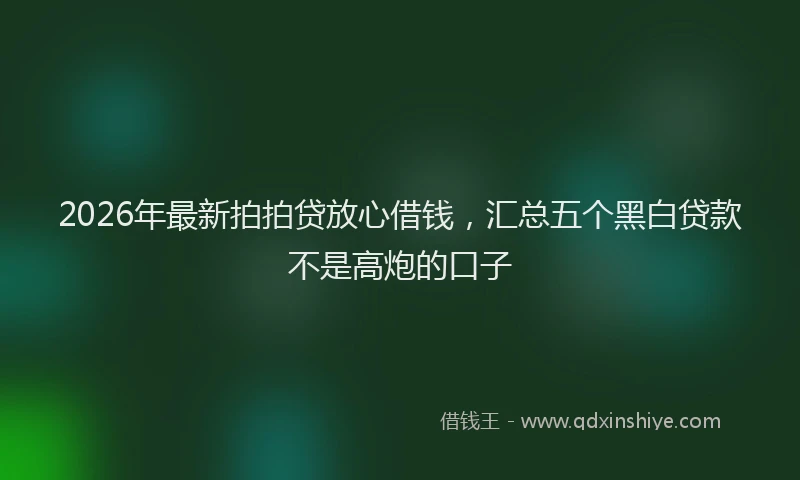2026年最新拍拍贷放心借钱，汇总五个黑白贷款不是高炮的口子