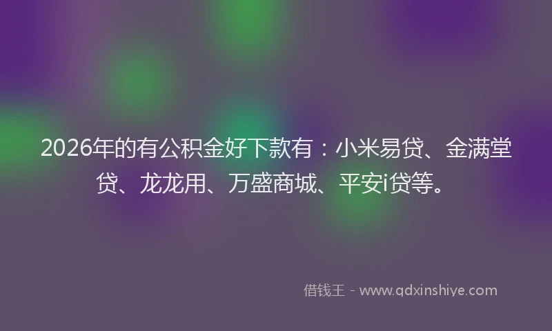 2026年的有公积金好下款有：小米易贷、金满堂贷、龙龙用、万盛商城、平安i贷等。