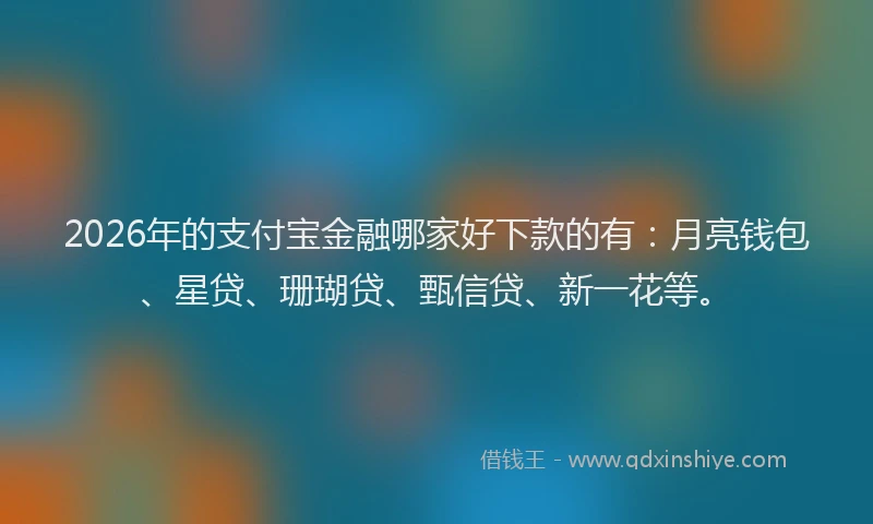 2026年的支付宝金融哪家好下款的有：月亮钱包、星贷、珊瑚贷、甄信贷、新一花等。
