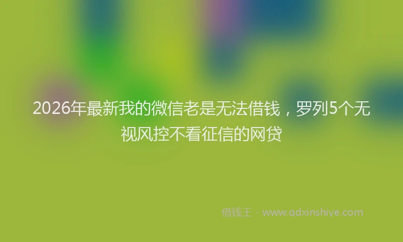2026年最新我的微信老是无法借钱，罗列5个无视风控不看征信的网贷