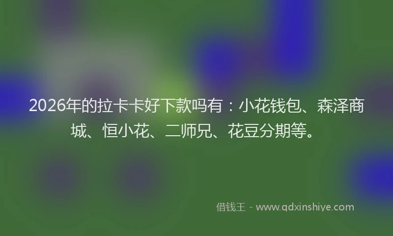 2026年的拉卡卡好下款吗有：小花钱包、森泽商城、恒小花、二师兄、花豆分期等。