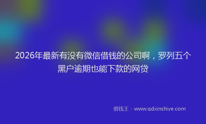 2026年最新有没有微信借钱的公司啊，罗列五个黑户逾期也能下款的网贷