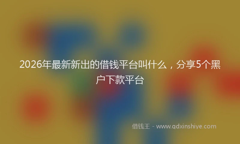 2026年最新新出的借钱平台叫什么，分享5个黑户下款平台