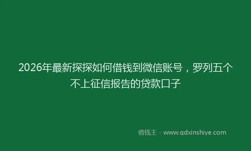 2026年最新探探如何借钱到微信账号，罗列五个不上征信报告的贷款口子