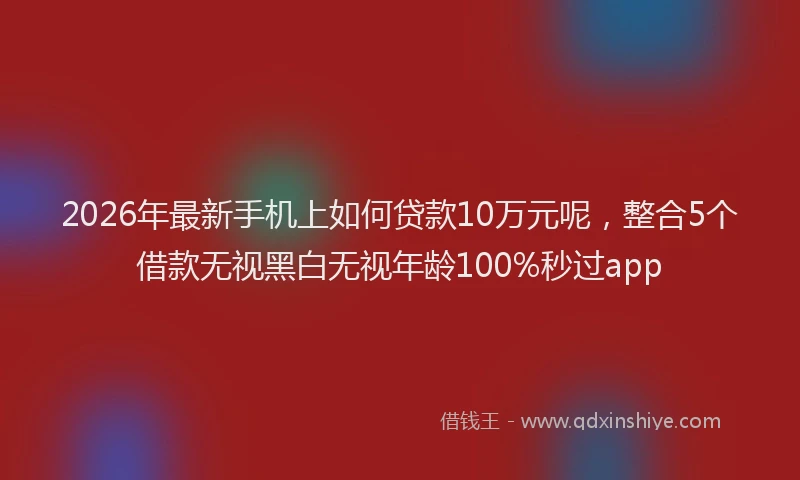 2026年最新手机上如何贷款10万元呢，整合5个借款无视黑白无视年龄100%秒过app