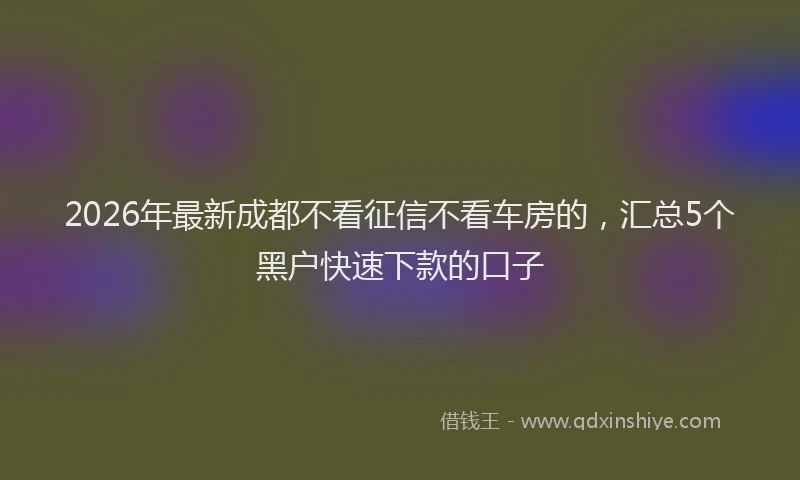 2026年最新成都不看征信不看车房的,汇总5个黑户快速下款的口子
