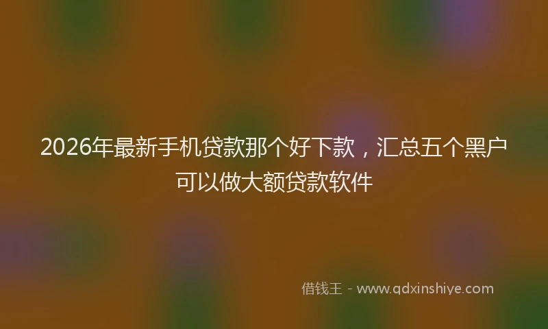 2026年最新手机贷款那个好下款，汇总五个黑户可以做大额贷款软件