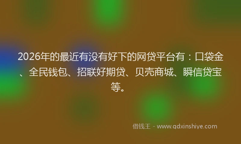 2026年的最近有没有好下的网贷平台有：口袋金、全民钱包、招联好期贷、贝壳商城、瞬信贷宝等。