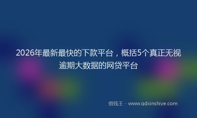 2026年最新最快的下款平台，概括5个真正无视逾期大数据的网贷平台