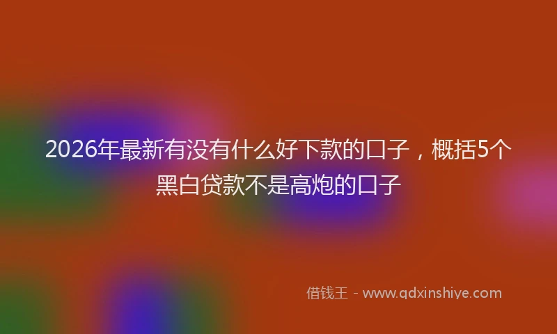 2026年最新有没有什么好下款的口子，概括5个黑白贷款不是高炮的口子