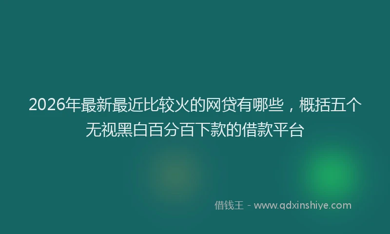 2026年最新最近比较火的网贷有哪些，概括五个无视黑白百分百下款的借款平台