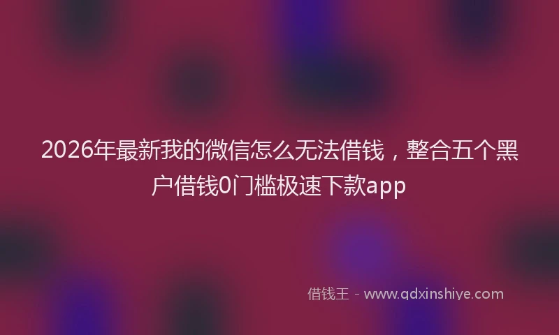 2026年最新我的微信怎么无法借钱，整合五个黑户借钱0门槛极速下款app