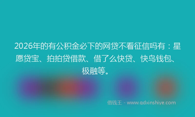 2026年的有公积金必下的网贷不看征信吗有：星愿贷宝、拍拍贷借款、借了么快贷、快鸟钱包、极融等。