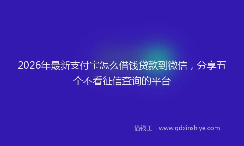 2026年最新支付宝怎么借钱贷款到微信，分享五个不看征信查询的平台