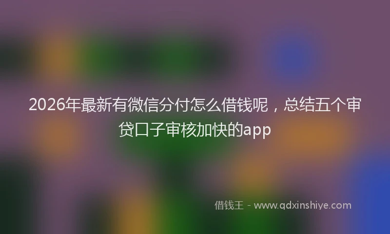 2026年最新有微信分付怎么借钱呢，总结五个审贷口子审核加快的app
