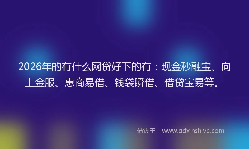 2026年的有什么网贷好下的有：现金秒融宝、向上金服、惠商易借、钱袋瞬借、借贷宝易等。