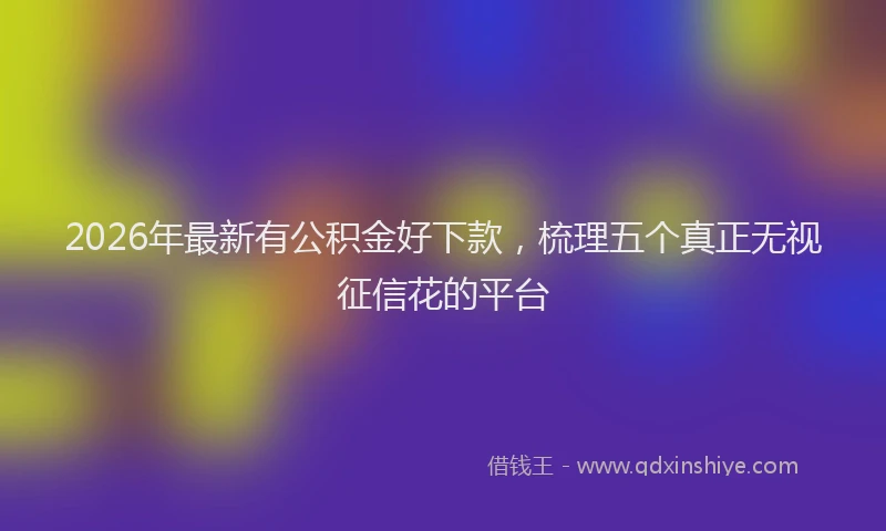 2026年最新有公积金好下款，梳理五个真正无视征信花的平台