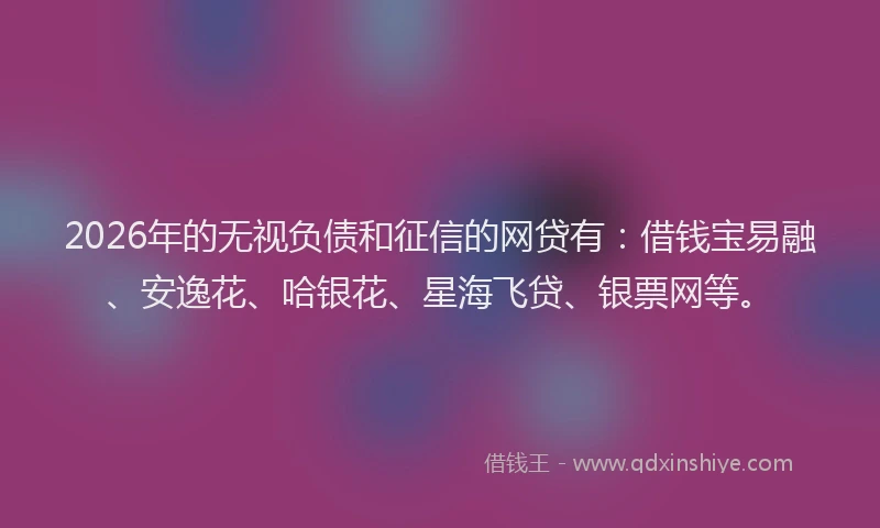 2026年的无视负债和征信的网贷有：借钱宝易融、安逸花、哈银花、星海飞贷、银票网等。