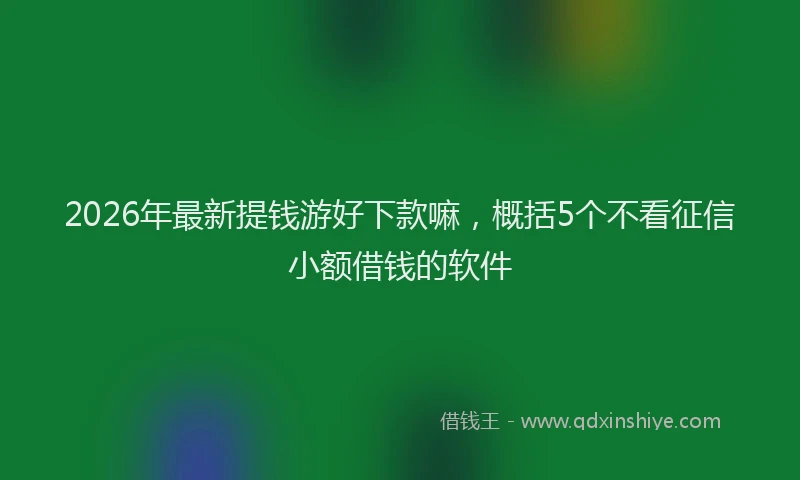 2026年最新提钱游好下款嘛，概括5个不看征信小额借钱的软件