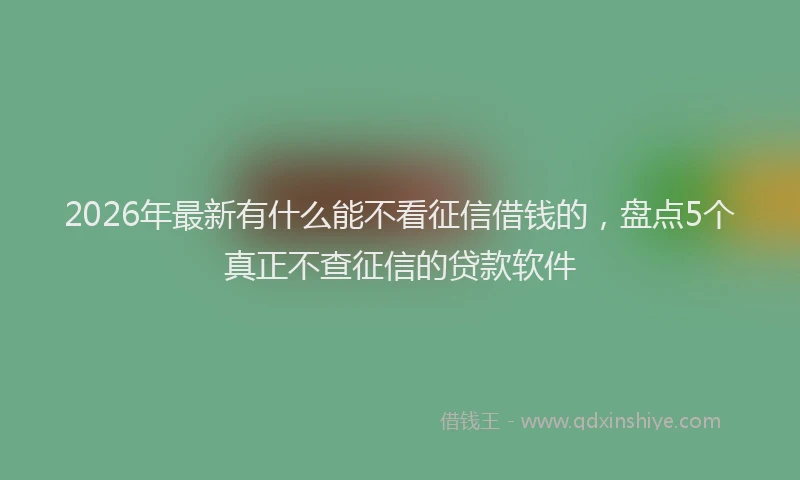 2026年最新有什么能不看征信借钱的，盘点5个真正不查征信的贷款软件