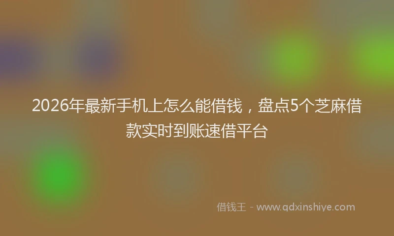 2026年最新手机上怎么能借钱，盘点5个芝麻借款实时到账速借平台