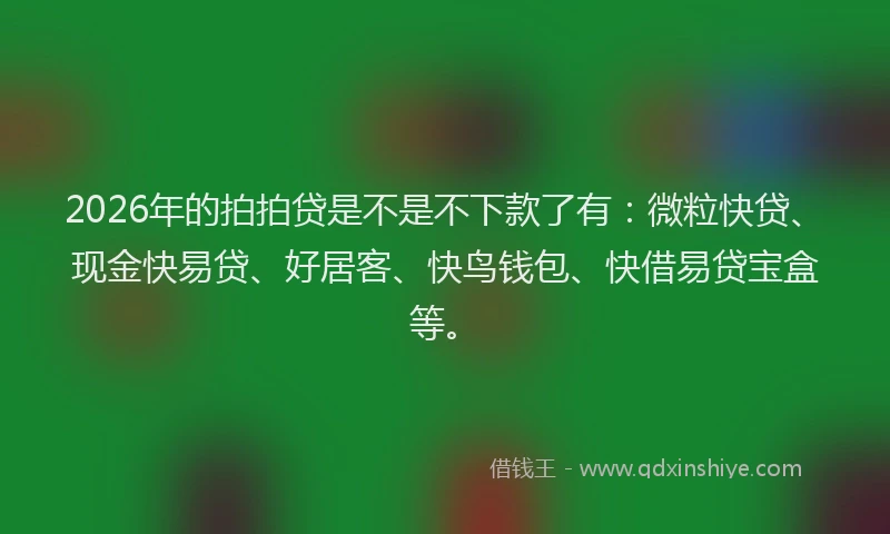 2026年的拍拍贷是不是不下款了有：微粒快贷、现金快易贷、好居客、快鸟钱包、快借易贷宝盒等。