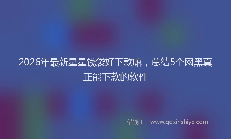 2026年最新星星钱袋好下款嘛，总结5个网黑真正能下款的软件