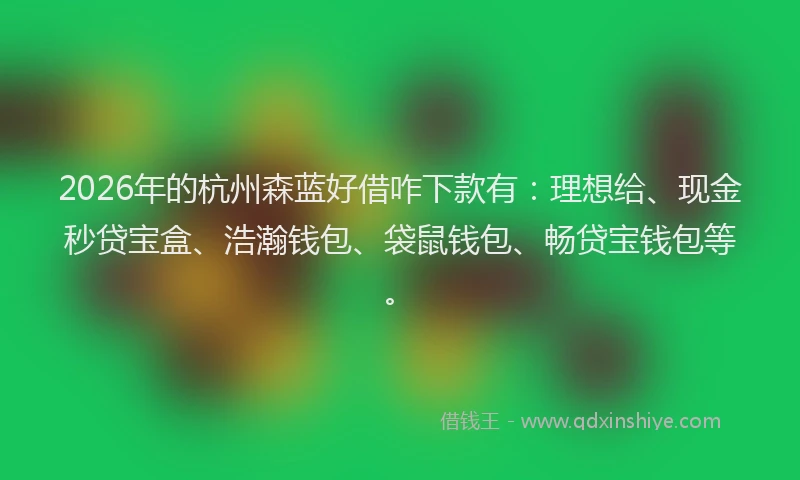 2026年的杭州森蓝好借咋下款有：理想给、现金秒贷宝盒、浩瀚钱包、袋鼠钱包、畅贷宝钱包等。