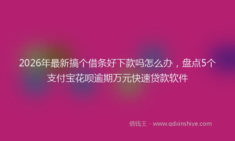 2026年最新搞个借条好下款吗怎么办，盘点5个支付宝花呗逾期万元快速贷款软件