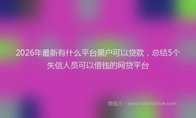 2026年最新有什么平台黑户可以贷款，总结5个失信人员可以借钱的网贷平台