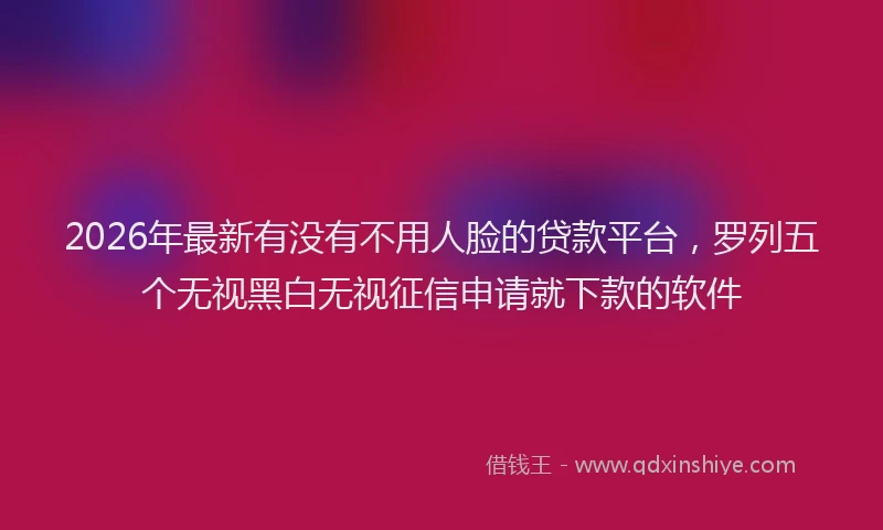 2026年最新有没有不用人脸的贷款平台，罗列五个无视黑白无视征信申请就下款的软件