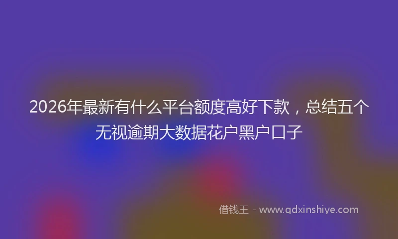 2026年最新有什么平台额度高好下款，总结五个无视逾期大数据花户黑户口子