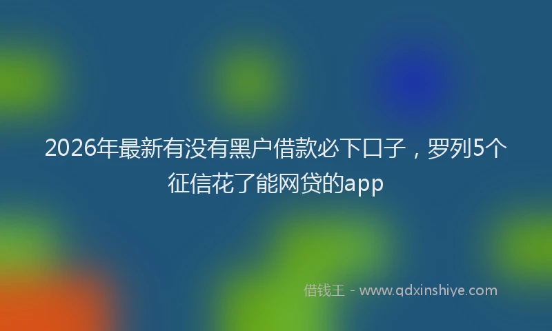 2026年最新有没有黑户借款必下口子，罗列5个征信花了能网贷的app