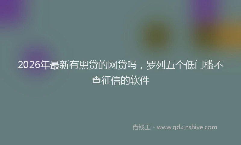 2026年最新有黑贷的网贷吗，罗列五个低门槛不查征信的软件