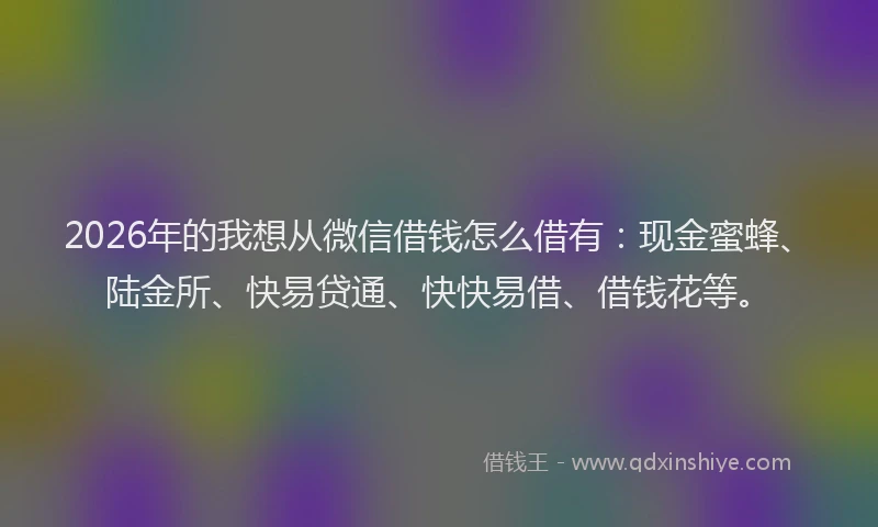 2026年的我想从微信借钱怎么借有：现金蜜蜂、陆金所、快易贷通、快快易借、借钱花等。