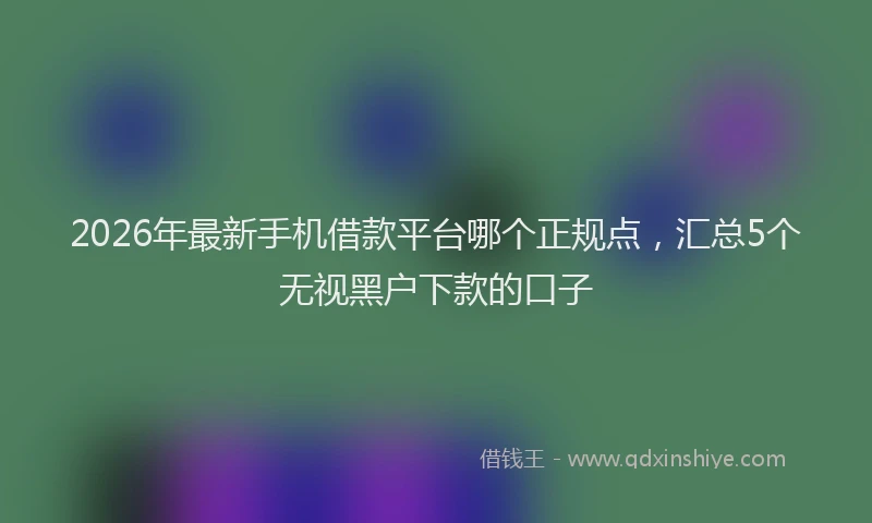 2026年最新手机借款平台哪个正规点，汇总5个无视黑户下款的口子