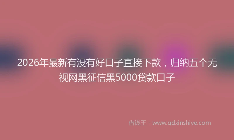 2026年最新有没有好口子直接下款，归纳五个无视网黑征信黑5000贷款口子