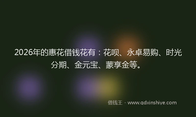2026年的惠花借钱花有：花呗、永卓易购、时光分期、金元宝、蒙享金等。