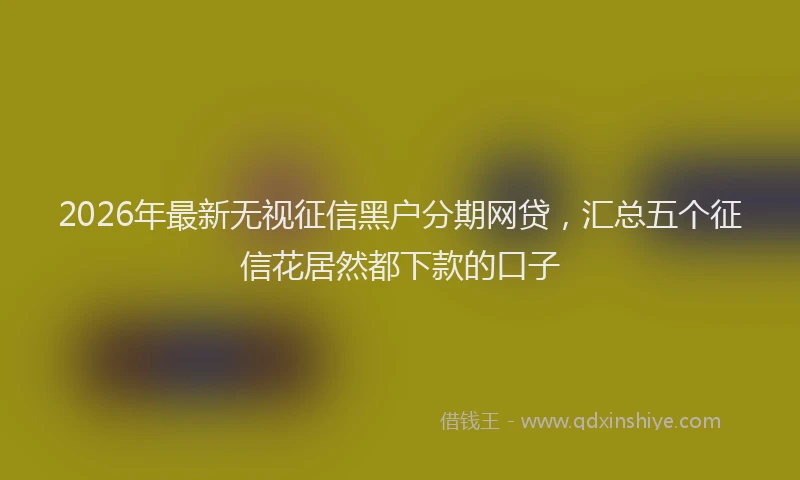 2026年最新无视征信黑户分期网贷，汇总五个征信花居然都下款的口子