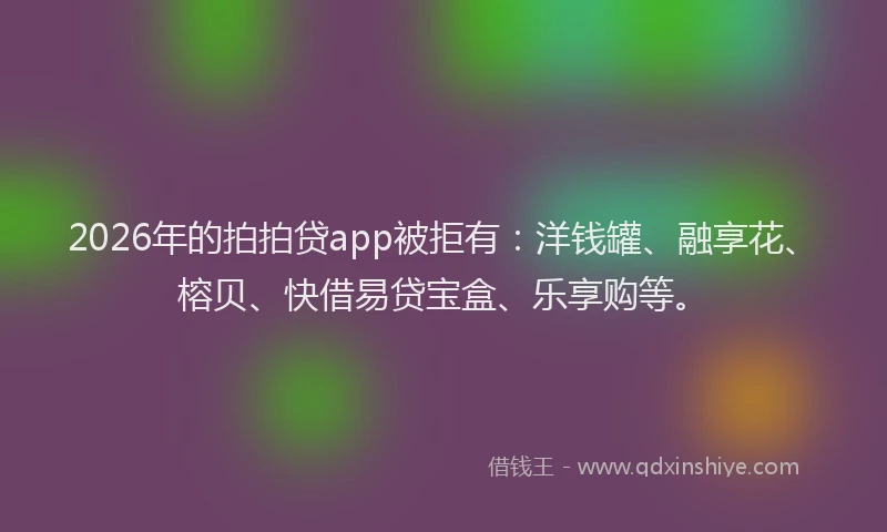 2026年的拍拍贷app被拒有：洋钱罐、融享花、榕贝、快借易贷宝盒、乐享购等。