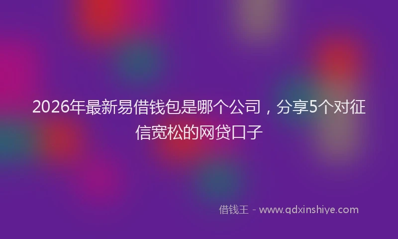 2026年最新易借钱包是哪个公司，分享5个对征信宽松的网贷口子