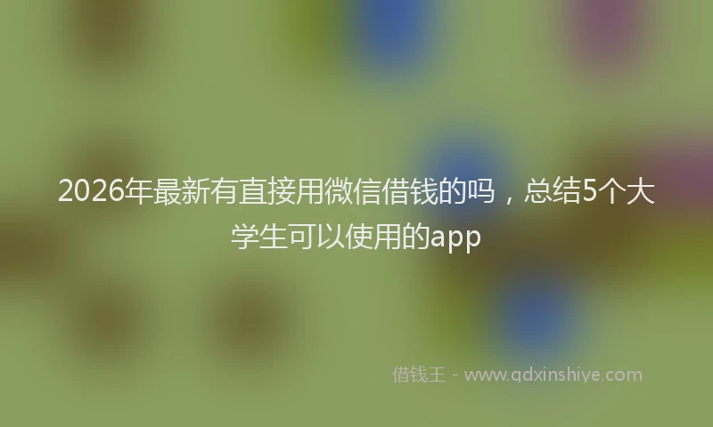 2026年最新有直接用微信借钱的吗，总结5个大学生可以使用的app