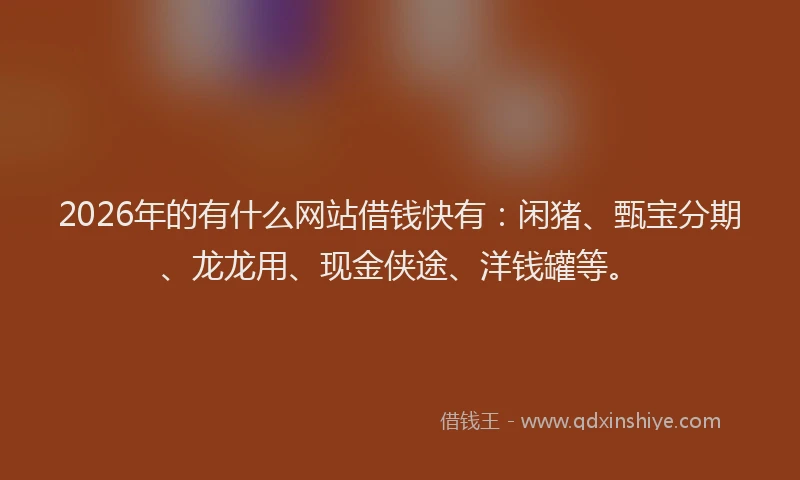 2026年的有什么网站借钱快有：闲猪、甄宝分期、龙龙用、现金侠途、洋钱罐等。