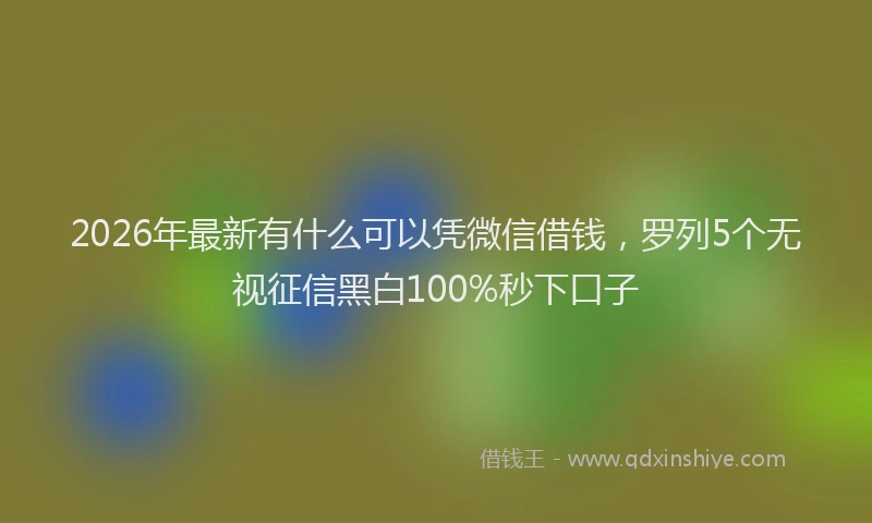 2026年最新有什么可以凭微信借钱，罗列5个无视征信黑白100%秒下口子