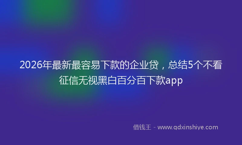 2026年最新最容易下款的企业贷，总结5个不看征信无视黑白百分百下款app