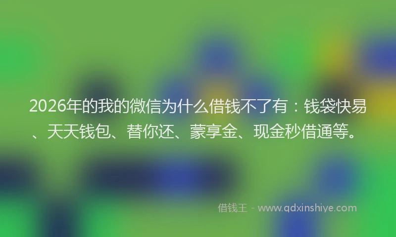 2026年的我的微信为什么借钱不了有：钱袋快易、天天钱包、替你还、蒙享金、现金秒借通等。