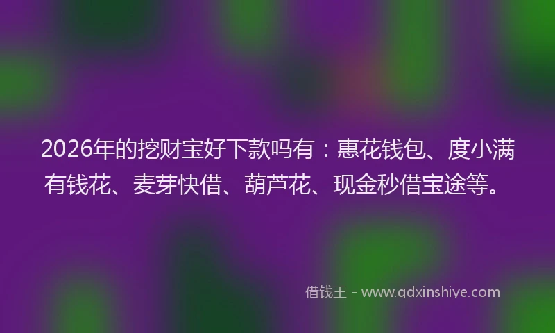 2026年的挖财宝好下款吗有：惠花钱包、度小满有钱花、麦芽快借、葫芦花、现金秒借宝途等。