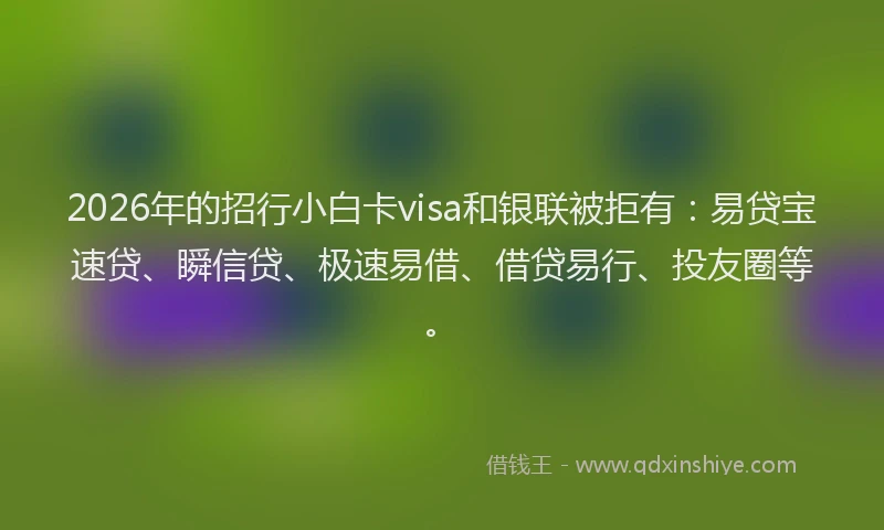2026年的招行小白卡visa和银联被拒有：易贷宝速贷、瞬信贷、极速易借、借贷易行、投友圈等。